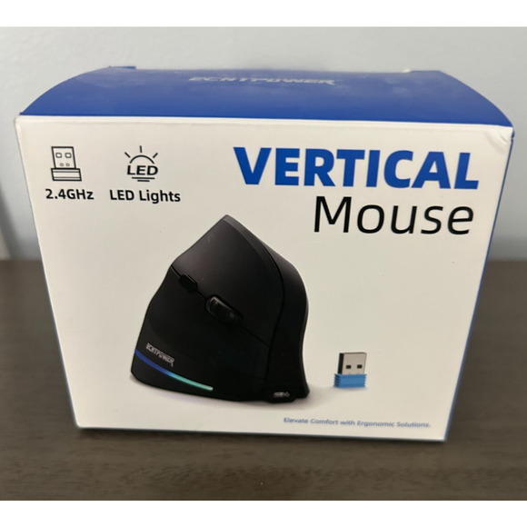 Vertical Ergonomic Wireless Right Handed Mouse, Wrist Relief, LED, Rechargeable - Picture 3 of 5